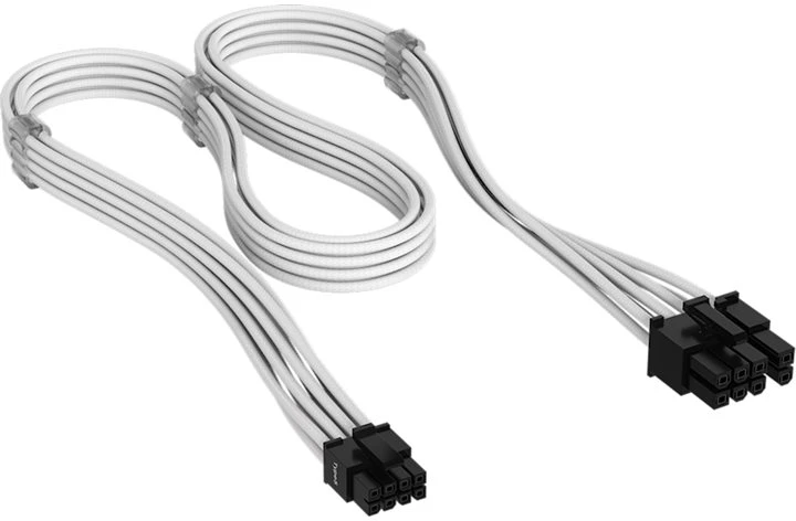 „Corsair Premium Sleeved 6+2-Pin PCIe“ kabelis, skirtas 5 tipo maitinimo šaltiniui – Baltas