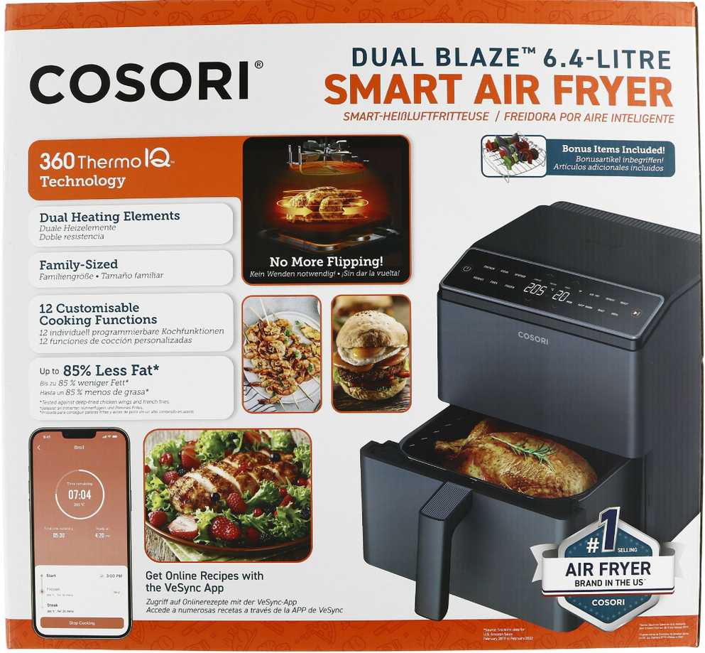 Gruzdintuvė Cosori Dual Blaze airfrier, tamsiai pilka