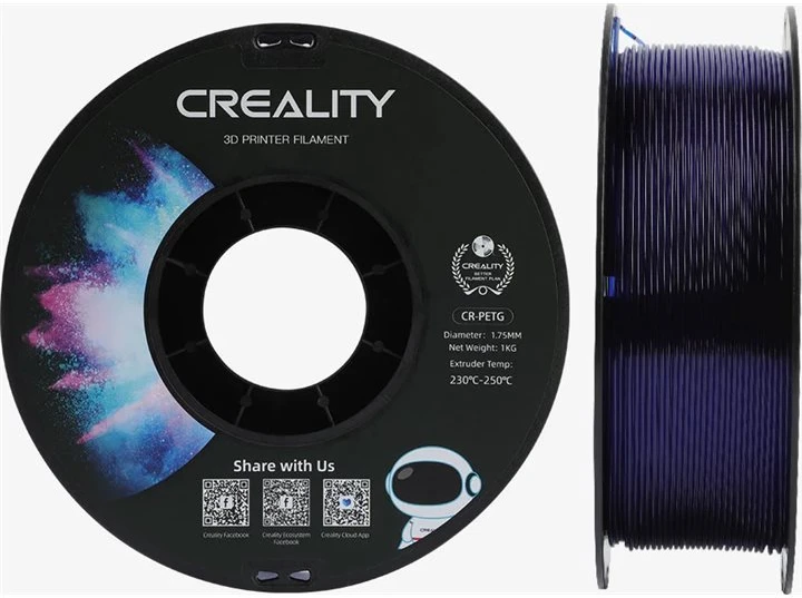 Creality CR-PETG - 1.75mm - 1kg - Skaidriai mėlynas