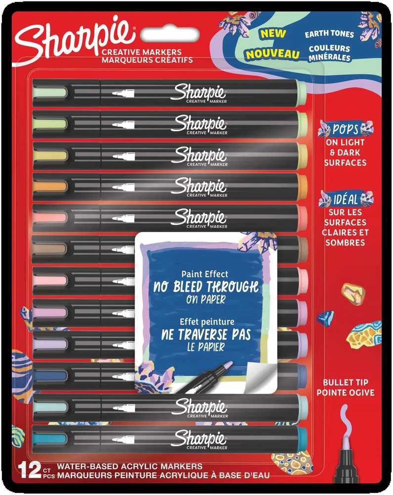 Kūrybiški Sharpie akriliniai žymekliai žemės spalvų (kūginis galiukas) 12 vnt. - 2213421