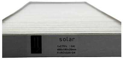Solar Plus Panelinis filtras, G4 klasės, skirtas „Dantherm RCV320“, kartoniniame rėmelyje, 1 vnt. ISO C75%. Matmenys 466 x 190 x 25 mm. Vienai sistemai naudojami 2 vnt.