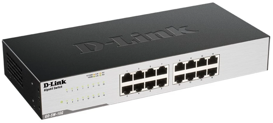 Šakotuvas D-Link GO-SW-16G, Nevaldomas, L2, Gigabit Ethernet (10/100/1000), Pilnai dvipusis, Montuojamas ant stovo, 1U