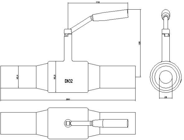 Danfoss JIP-WW suvirinamas rutulinis vožtuvas, 180C, DN32/PN25, 41m3/h