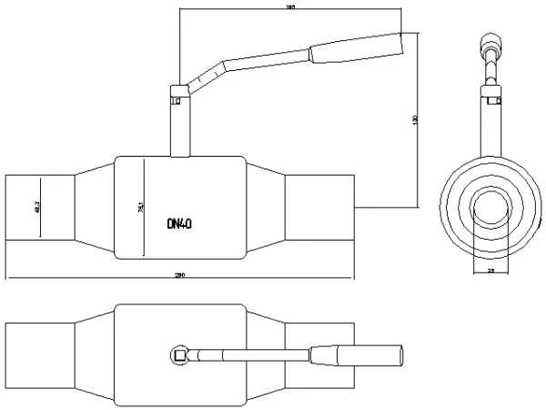 Danfoss WW lodv. vent. DN40, Pn40, metināms