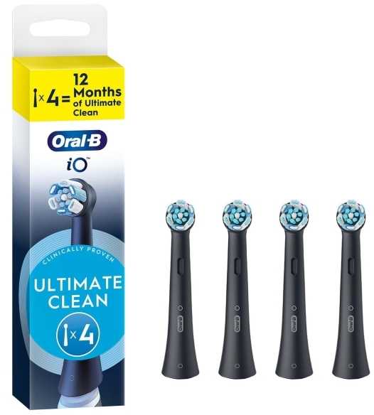 Oral-B iO Ultimate Clean 4 dalių šepetėlių galvučių pakuotė, juodos spalvos