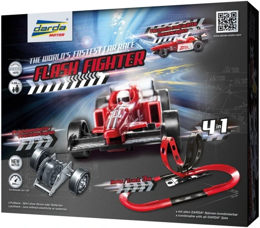 Darda „Flash Fighter“, transporto priemonės ir trasos rinkinys, 5 metai, juoda, raudona