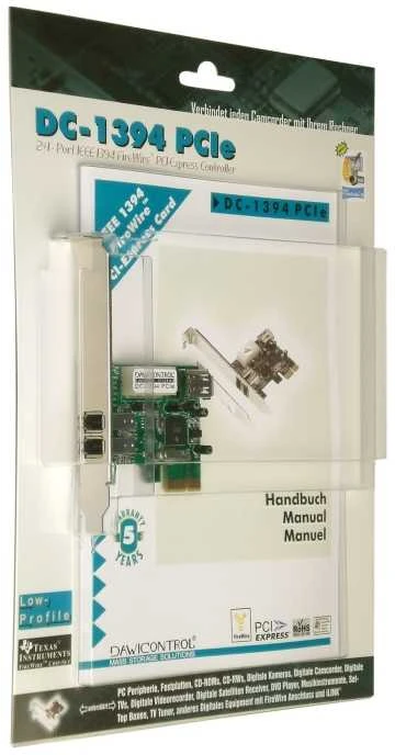 Valdiklis Dawicontrol PCie x1 – 3x FireWire 400 (DC-1394)