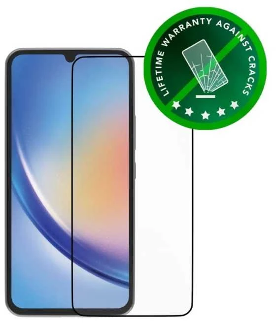 dbramante1928 ekologinis skydas - Galaxy A34 - Juodas Edge, Samsung, Galaxy A34, Antibakterinis, Skaidrus, 1 vnt.