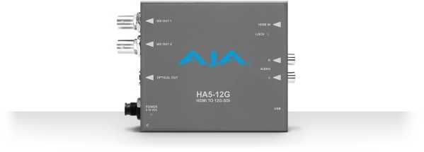 AJA HA5-12G - Aktyvus vaizdo keitiklis - Pilkas - 4096 x 2160 - - - 720p, 1080i, 1080p, 2160p - HDMI + RCA - BNC