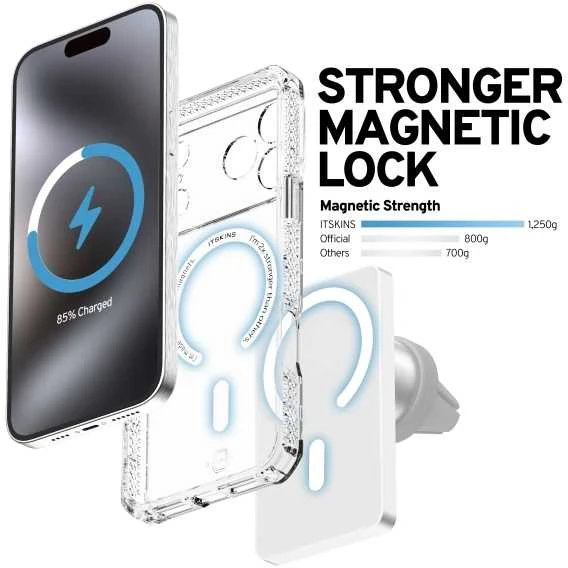 ITSKINS HYBRID MAGSAFE CLEAR dėklas, skirtas iPhone 17 Pro Max®. Permatomas