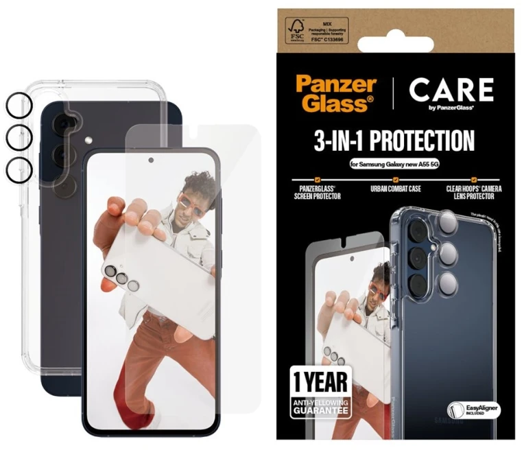 Panzer Glass Apsauginis rinkinys CARE by PanzerGlass Flagship 3in1 dėklas+apsauginis stiklas+kameros apsauga Samsung Galaxy A56 5G