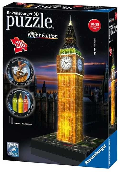 Ravensburger "3D" Dėlionė 216 vnt. - Vestminsterio laikrodžio bokštas (Big Ben)