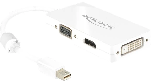 DELOCK Adapteris mini Displayport 1.1 male > VGA / HDMI / DVI moteriškas Pasyvus baltas