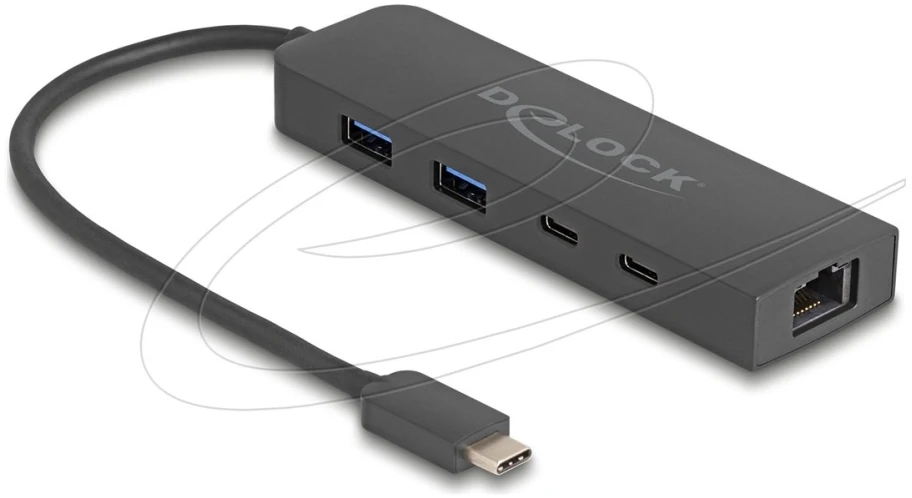 Karta jungiama į tinklą Delock DELOCK 10 Gbps USB Hub mit 2,5 Gigabit LAN Port und PD 85 W