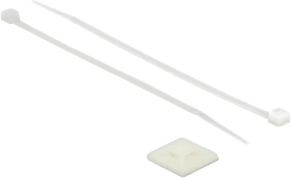 Delock Befestigungssockel 25 x 25 mm mit Kabelbinder L 150 x B 3,6 mm baltas