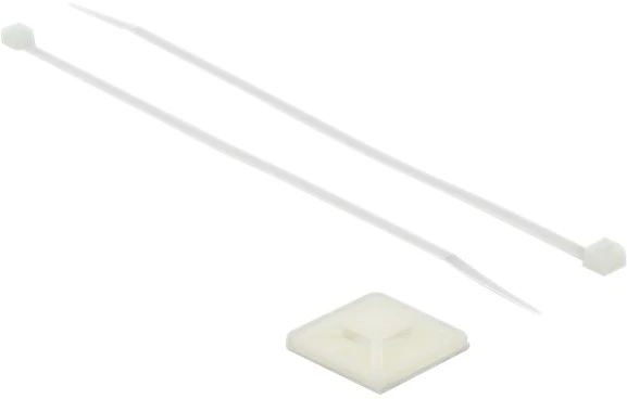 Delock Befestigungssockel 30 x 30 mm mit Kabelbinder L 200 x B 4,8 mm baltas