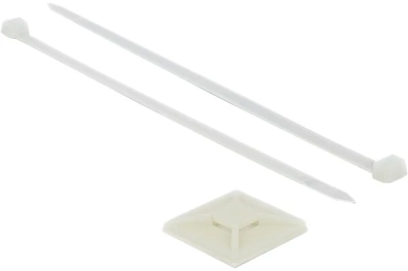 Delock Befestigungssockel 40 x 40 mm mit Kabelbinder L 250 x B 7,2 mm baltas