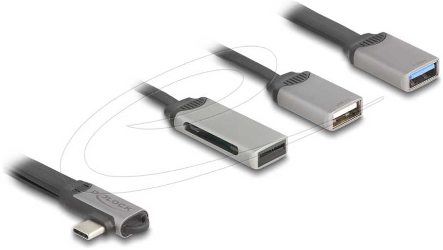 Skaitytuvas Delock DELOCK 2 Port USB Hub inklusive SD und Micro SD Card Reader mit USB Type-C Anschluss