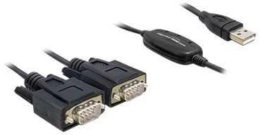 USB adapteris Delock USB - RS- 232 x2 Juodas (61886)
