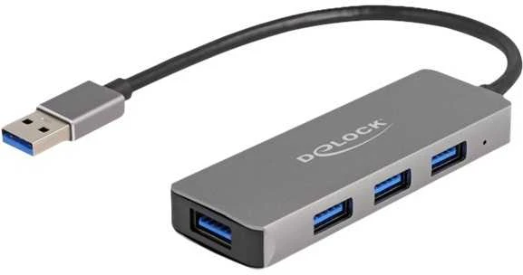 HUB USB Delock DeLOCK 63171 huby i koncentratory USB 3.2 Gen 1 (3.1 Gen 1) Type-A 5000 Mbit/s Pilka