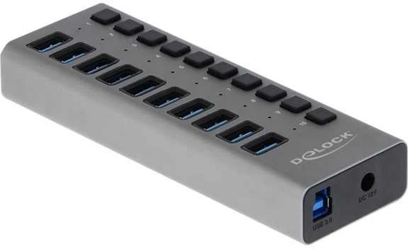 DLC DeLOCK 63670 sąsajos šakotuvas USB 3.2 Gen 1 (3.1 Gen 1) Type-B 5000 Mbit/ai Pilka