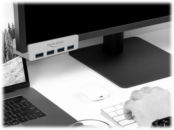 Delock išorinis USB 3.0 4 prievadų šakotuvas su fiksavimo varžtu