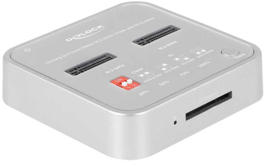 „Delock“ prijungimo stotelė, skirta 1 x M.2 NVMe SSD + 1 x M.2 SATA SSD