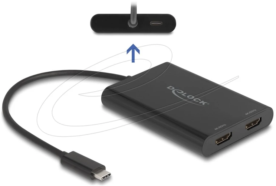 Adapteris USB Delock Type-C™ do 2 x HDMI 4K 60 Hz su grafiką DisplayLink® i USB PD (64309)