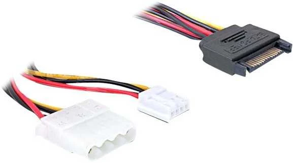 Delock SATA 15 kontaktų – Molex – 4 kontaktų diskelis, 0,3 m daugiaspalvis (65227)