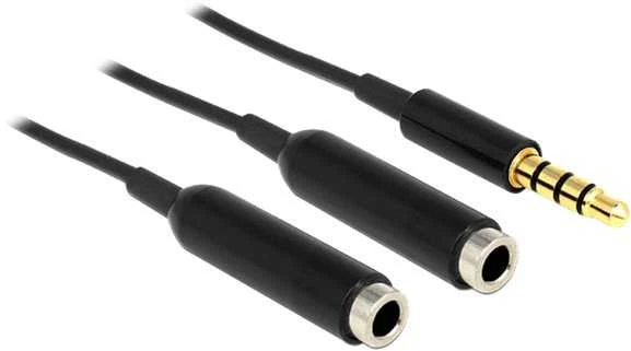 Delock skirstytuvo lizdo kištukas 3,5 mm 4 kontaktai> 2 x lizdas 3,5 mm 4 kontaktai 25 cm