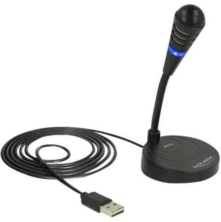 Delock USB Kondensator Mikrofonas mit Tischstnder - ideal fr Gaming, Skypen und Gesang