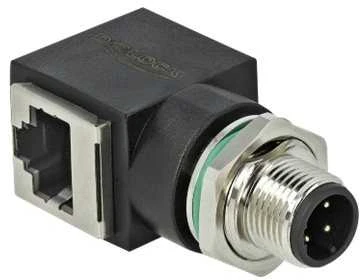 Delock Netzwerkadapter M12 4 Pin D-kodiert Stecker zu RJ45 Buchse