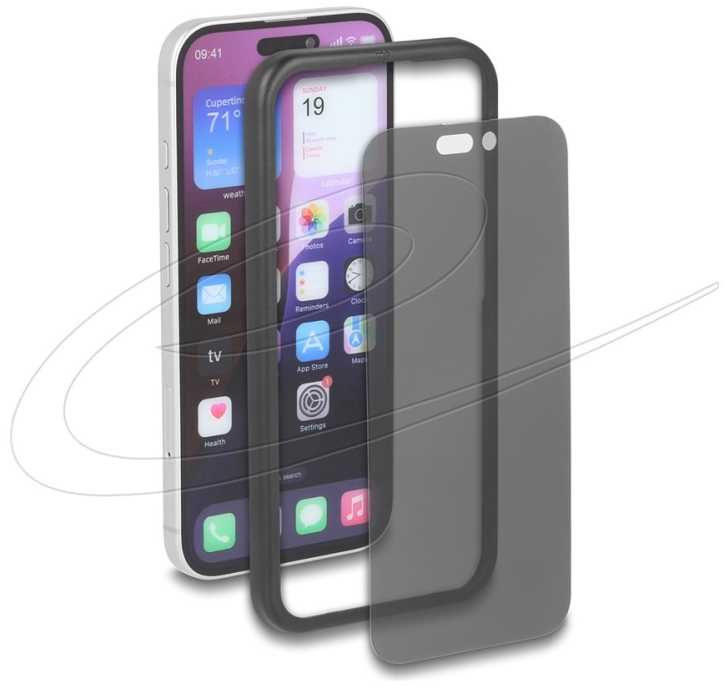 Delock Folia ochronna na iPhone 16 su osłoną su hartowanego szkła Anti Spy 4-kierunkowa osłona su instalacją