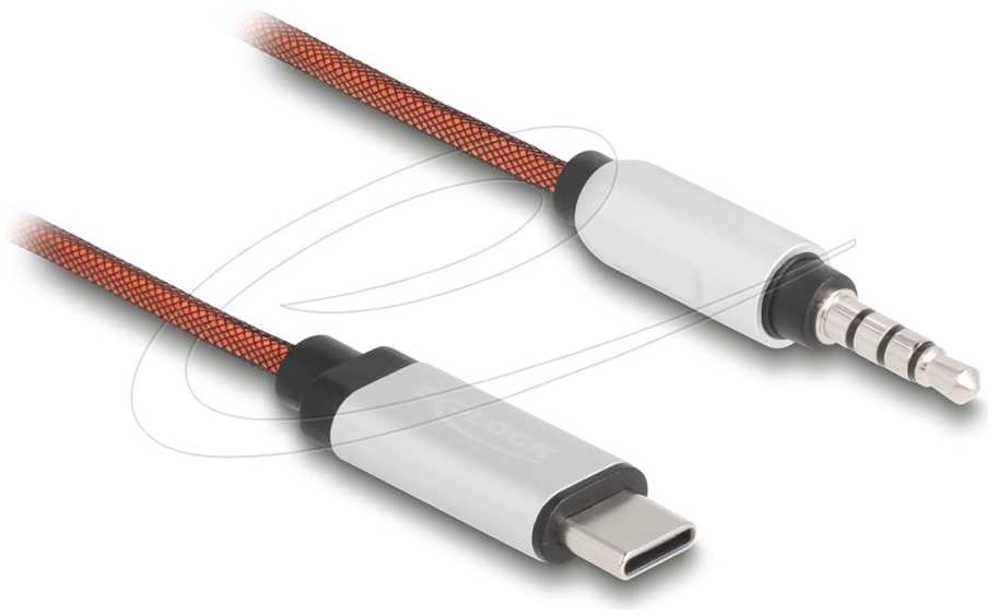 Kabelis USB Delock USB-C - mini Jack 3.5 mm 1.2 m Oranžinė (81288)