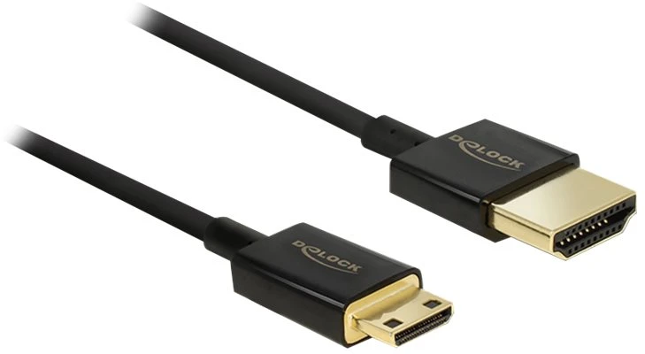 DeLOCK 84777, 1.5 m, HDMI Type A (Standard), HDMI Type C (Mini), 3840 x 2160 pikselių, 3D, Juodas