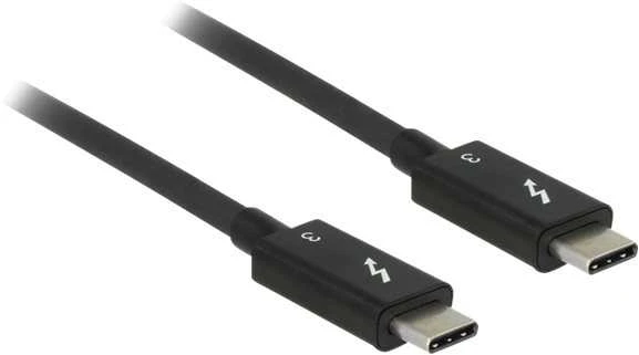 DELOCK laidas Thunderbolt 3 USB-C kištukas > USB-C vyriškas pasyvus 0,5 m 5 A 40 Gb/s juodas