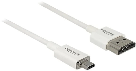 DeLOCK 85150, 1.5 m, HDMI Type A (Standard), HDMI Type D (Micro), 3840 x 2160 pikselių, 3D, Baltas