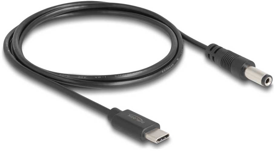 Kabelis USB Delock USB-C - DC 5.5 x 2.1 mm 1 m Juodas (85397)