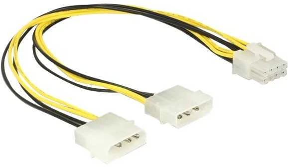 „Delock Molex x2“ – ATX/EPS 8 kontaktų, 0,3 m, „Geltonas“ (85453)