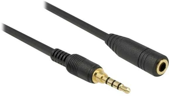 GARSO pratęsimo kabelis MINIJACK 3,5 mm M/F 4 PIN 2M JUODA, skirtas IPHONE DELOCK
