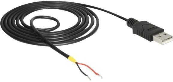 Delock kabelis USB 2.0 tipo A kištukas > 2 x atviri kabelio galai galia 1,5 m Raspberry