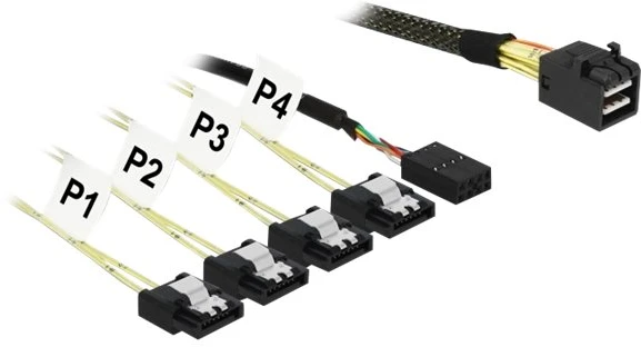 Delock SFF 8643 - SATA x4, 1m, Juodas (85732)