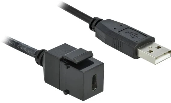 „Delock Keystone“ modulis USB 2.0 C lizdas > USB 2.0 A kištukas su kabeliu