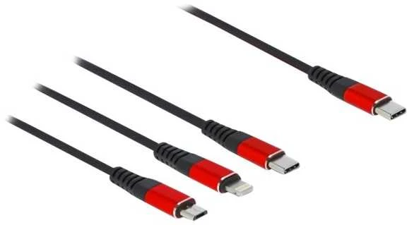 „Delock“ USB įkrovimo laidas „3 in 1 Type-C™“ su „Lightning™“ / „Micro USB“ / „Type-C™“ 1 m