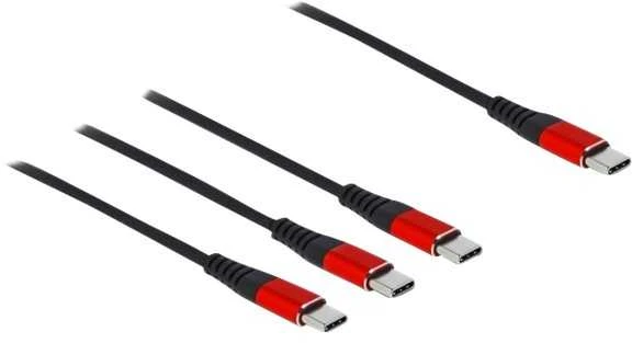 Kabelis USB Delock USB-C - 3x USB-C 0.3 m Juodai-raudona (86712)