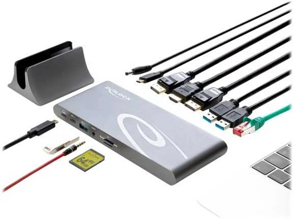 „Delock USB Type-C™ DP 1.4“ prijungimo stoties trigubas 4K ekranas –