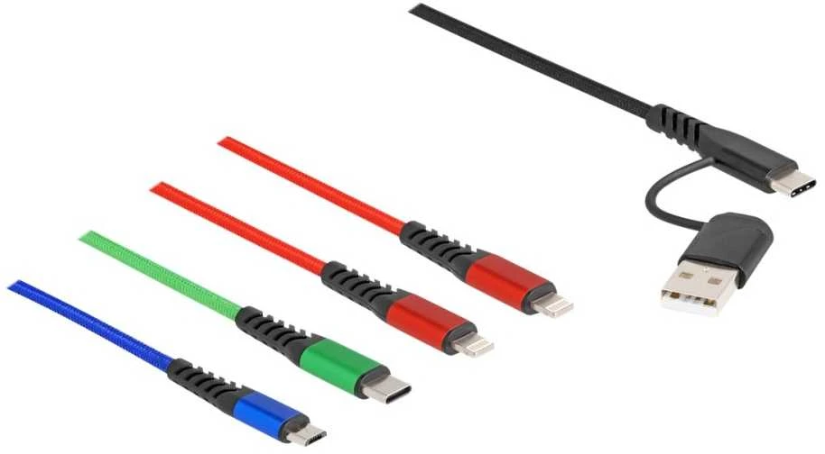 Delock USB Ladekabel 4 in 1 USB Type-A + USB-C zu 2 x Lightning / Micro USB / U
