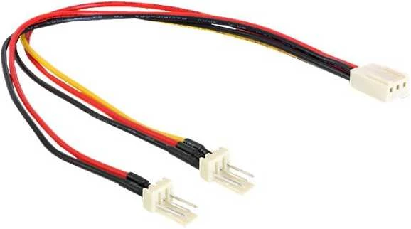 Intern Delock Lüfter Y Kabelis 3 Pin Buchse > 2 x Molex 3 Pin Stecker 22cm