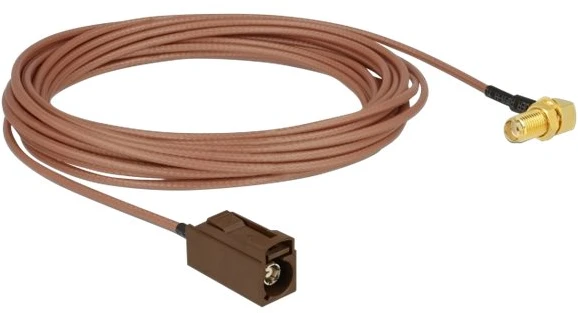 Delock Antennenkabel FAKRA F Buchse > SMA 90° Buchse zum Einbau RG-316 5 m