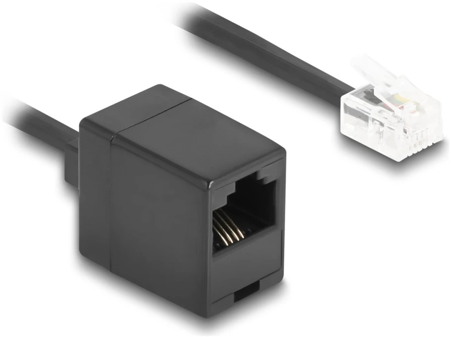 Delock Kabelis telefoniczny spiralny RJ11 Wtyk do RJ45 Lizdas 5 m Juodas (90114)
